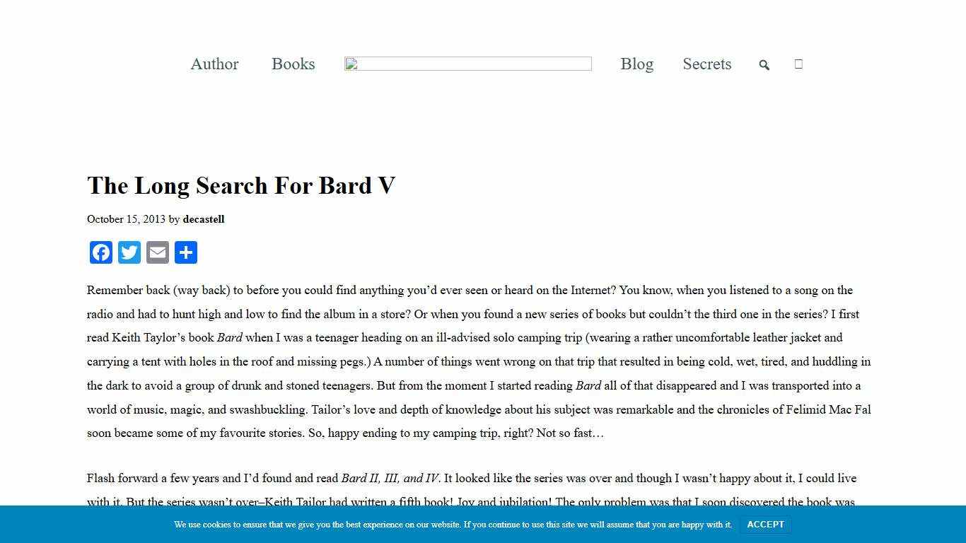 The Long Search For Bard V | Sebastien de Castell